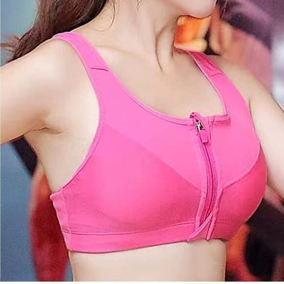 shekini Women Sports Bra Medium Impact Support Zipper Front Closure removable - Picture 3 of 8
